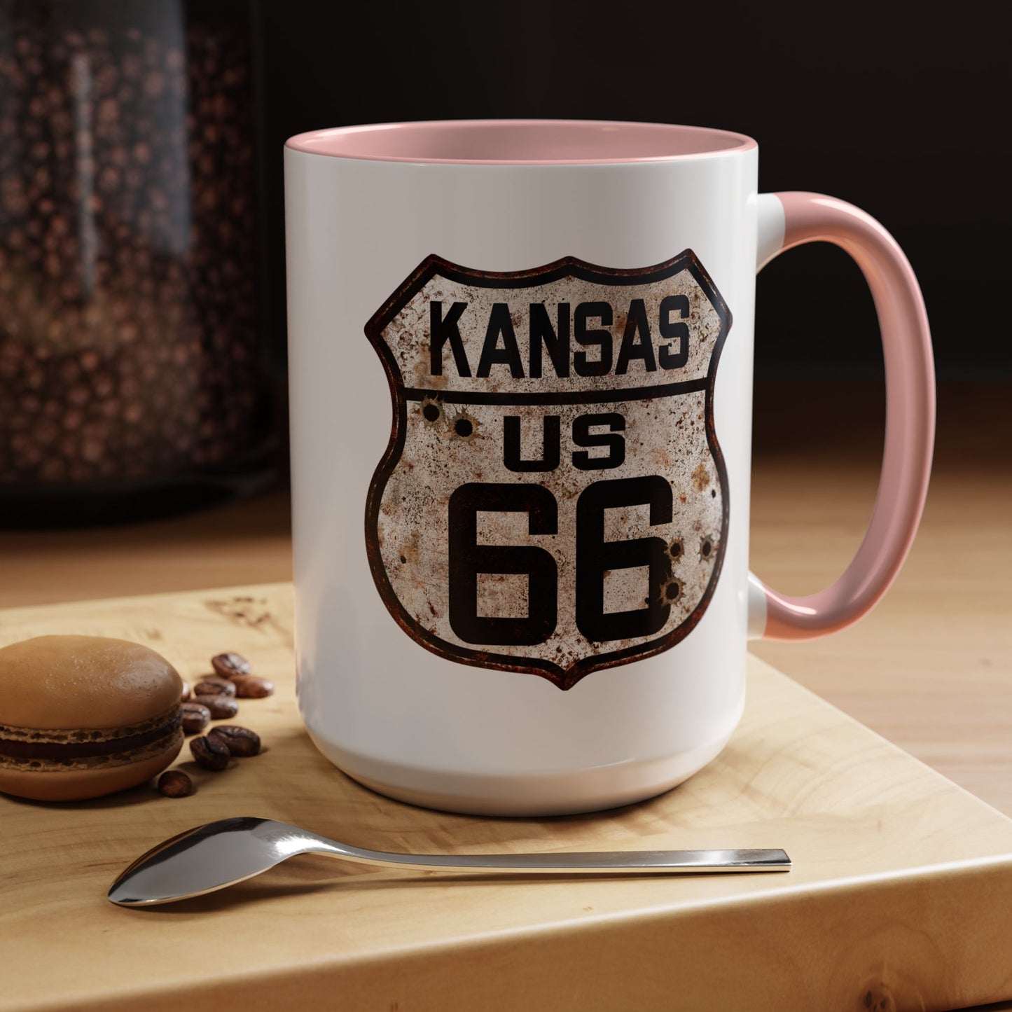 Mug Vintage Rusty Route 66 Highway Shield Kansas Route 66 Gift 11oz, 15oz