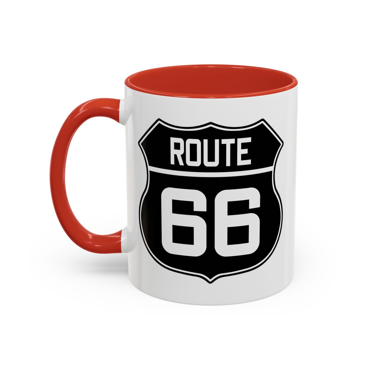 Coffee Mug Black and White Route 66 Highway Shield Design