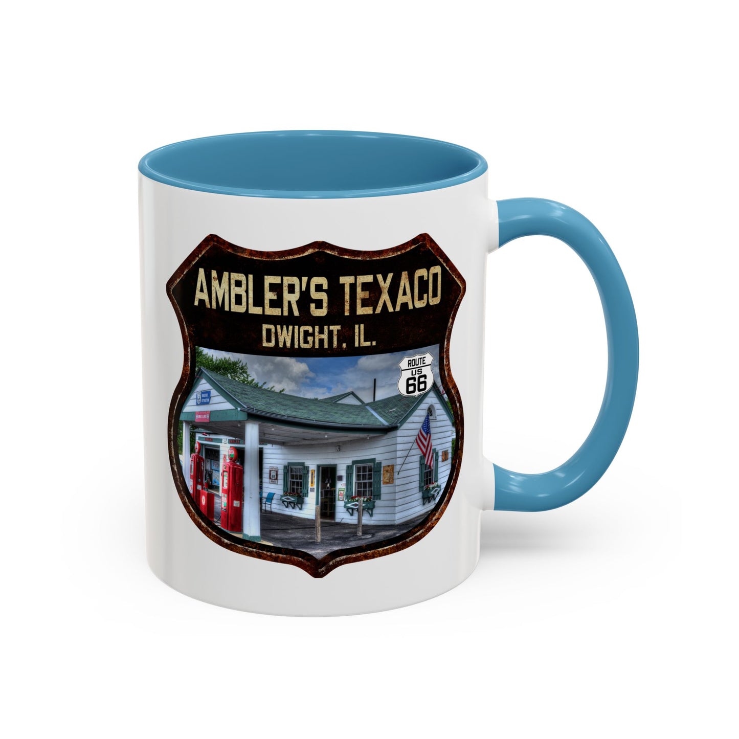 Mug Amblers Texaco Service Station Route 66 Shield Illinois 11oz