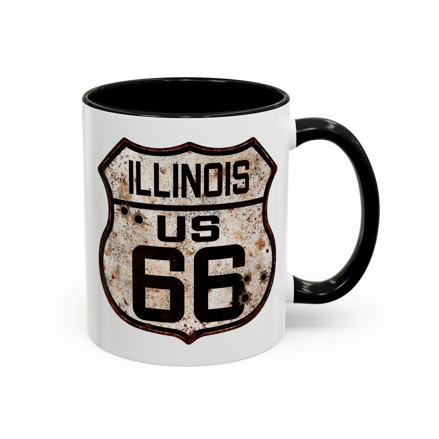 Mug Vintage Rusty Route 66 Highway Shield Illinois Route 66 Gift 11oz, 15oz