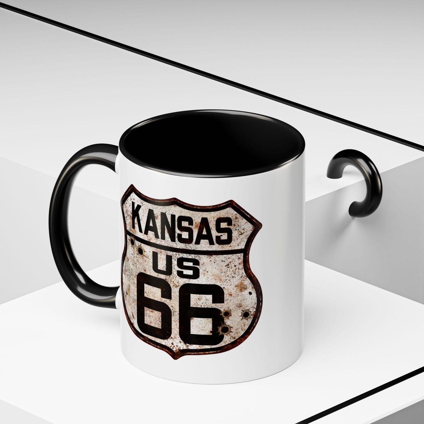 Mug Vintage Rusty Route 66 Highway Shield Kansas Route 66 Gift 11oz, 15oz