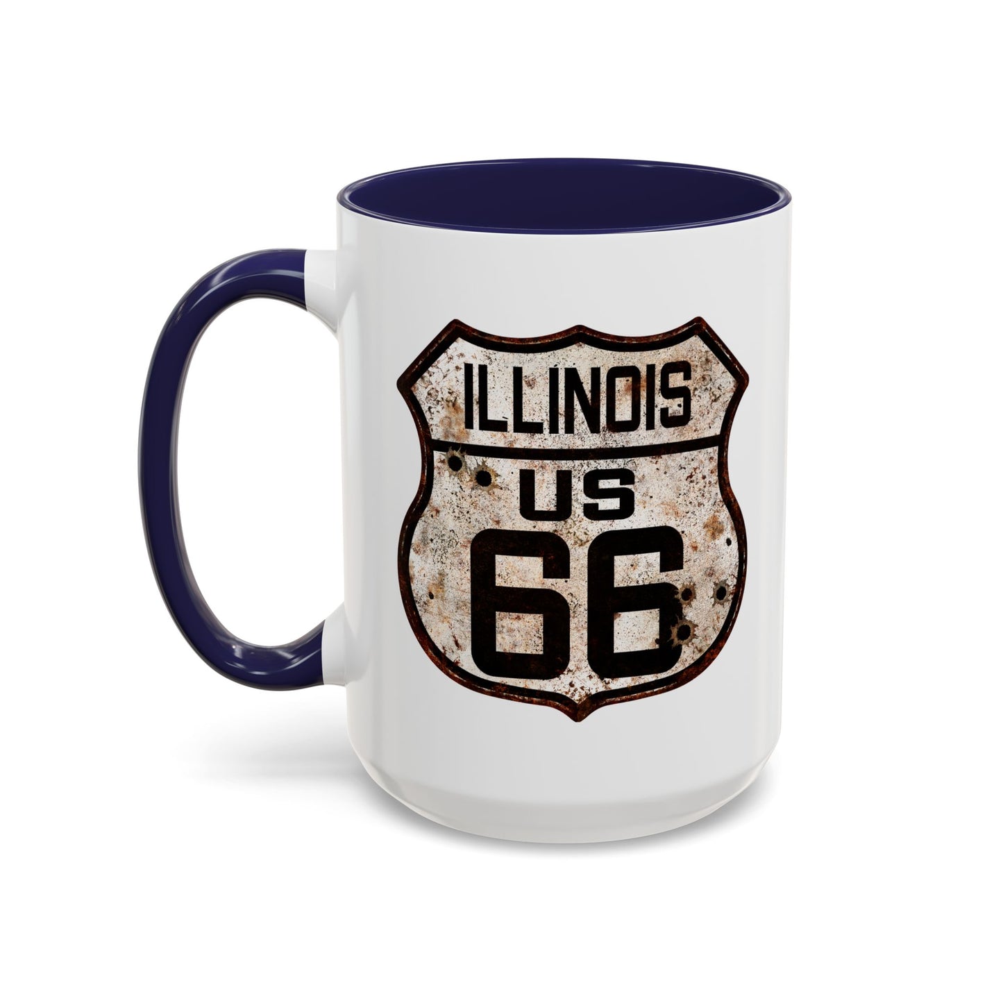 Mug Vintage Rusty Route 66 Highway Shield Illinois Route 66 Gift 11oz, 15oz