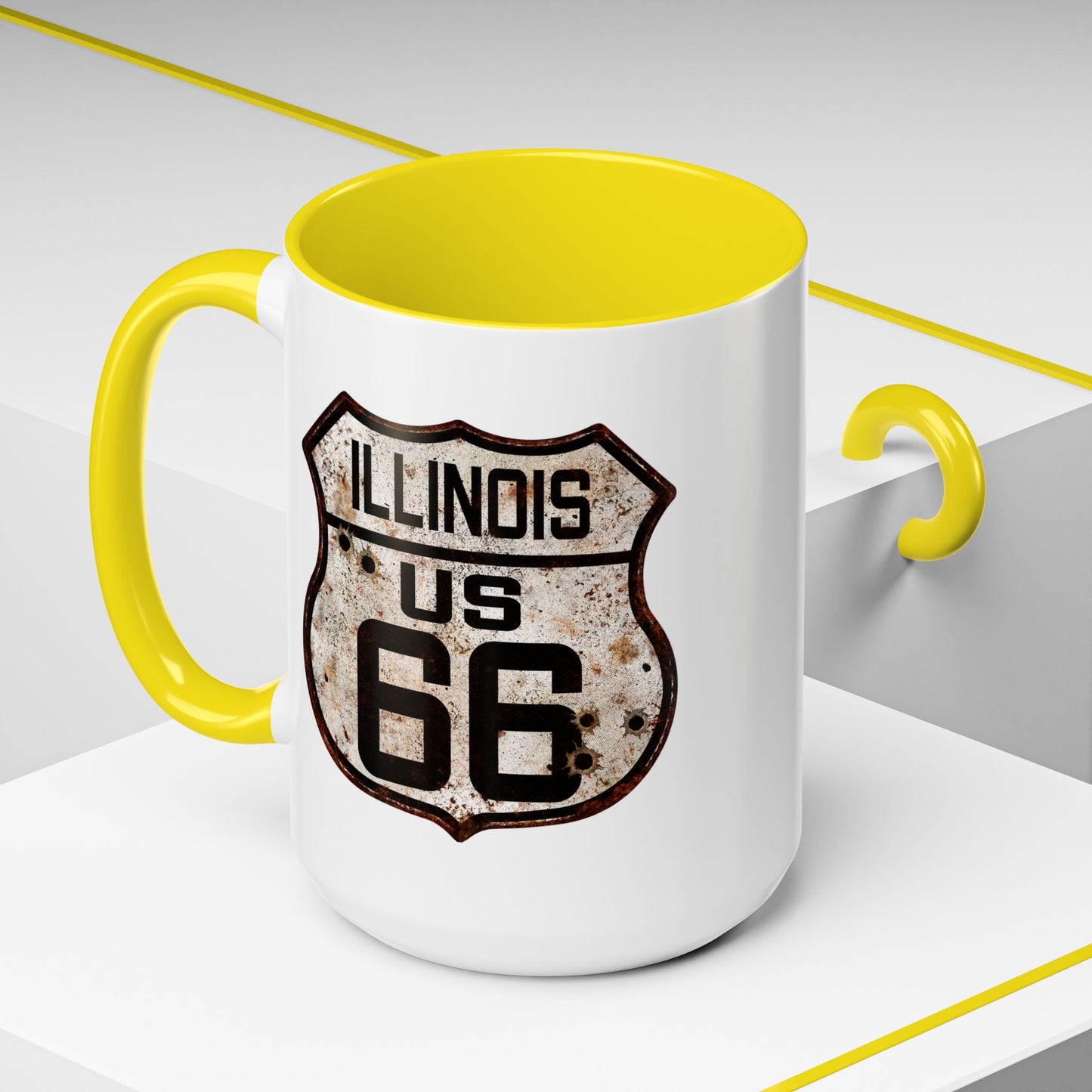 Mug Vintage Rusty Route 66 Highway Shield Illinois Route 66 Gift 11oz, 15oz