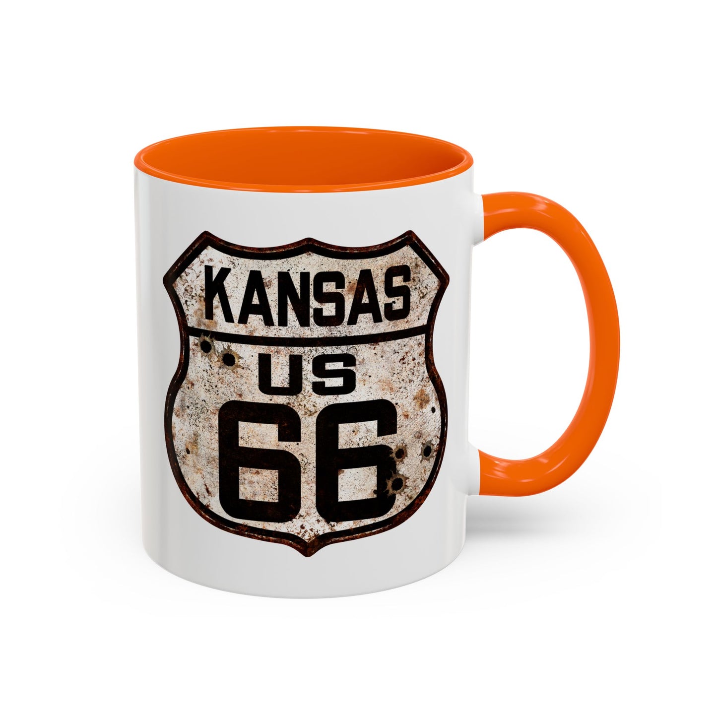 Mug Vintage Rusty Route 66 Highway Shield Kansas Route 66 Gift 11oz, 15oz