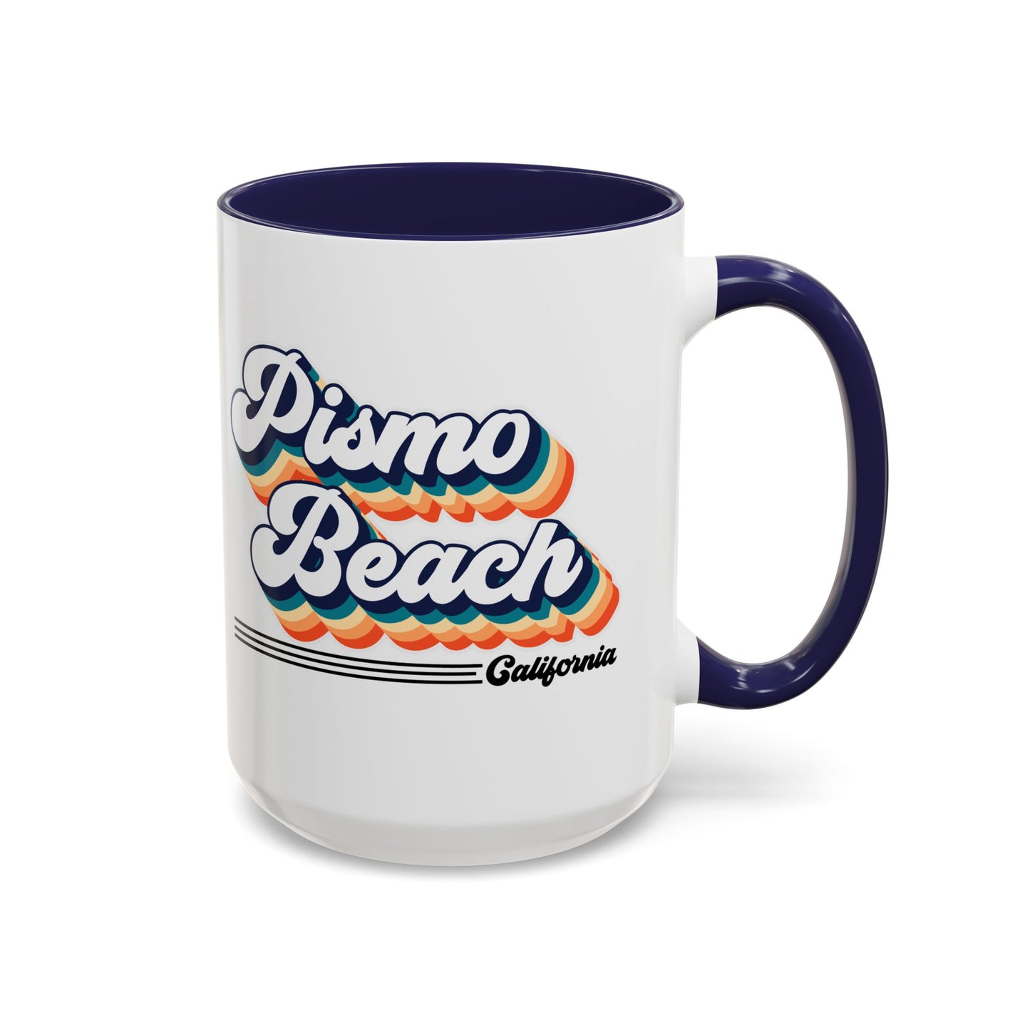 Coffee Mug, Pismo Beach Retro 80s Vibe Big Text, Tea Cup, Hot Chocolate Mug, Unique Gift for Beach Lovers, Birthday Gift for Coffee