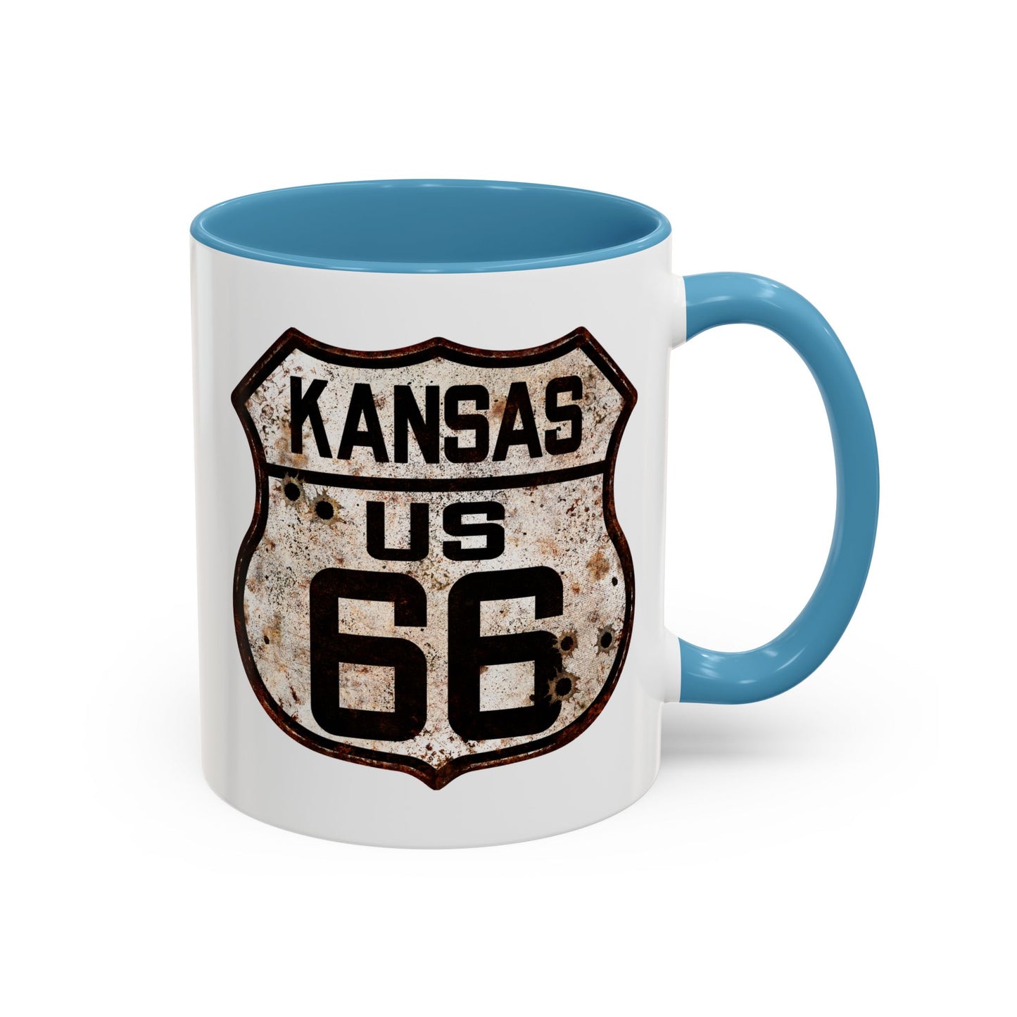 Mug Vintage Rusty Route 66 Highway Shield Kansas Route 66 Gift 11oz, 15oz