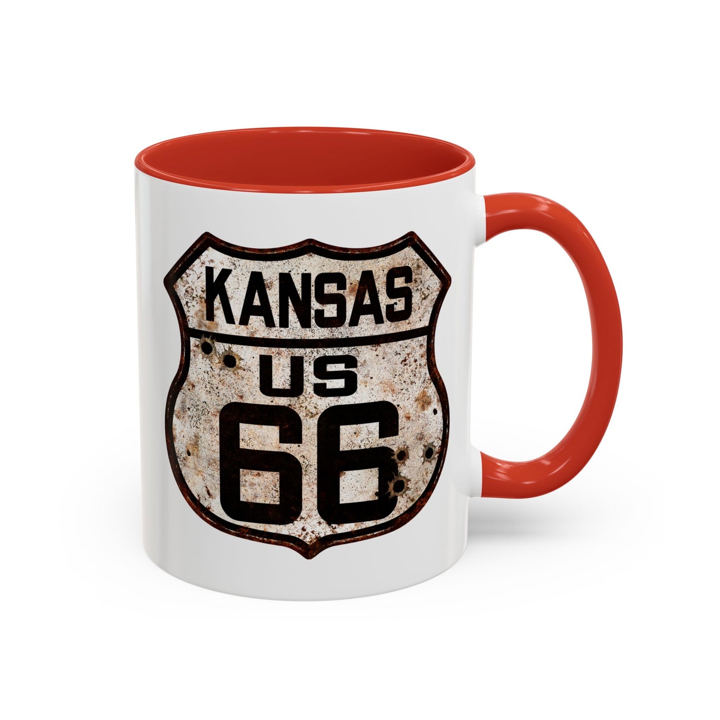 Mug Vintage Rusty Route 66 Highway Shield Kansas Route 66 Gift 11oz, 15oz