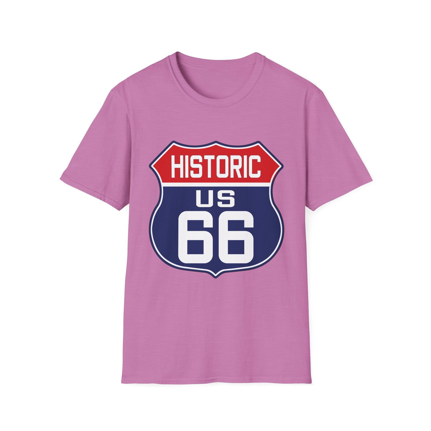 Patriotic Route 66 Tee in Red, White and Blue Unisex Softstyle T-Shirt