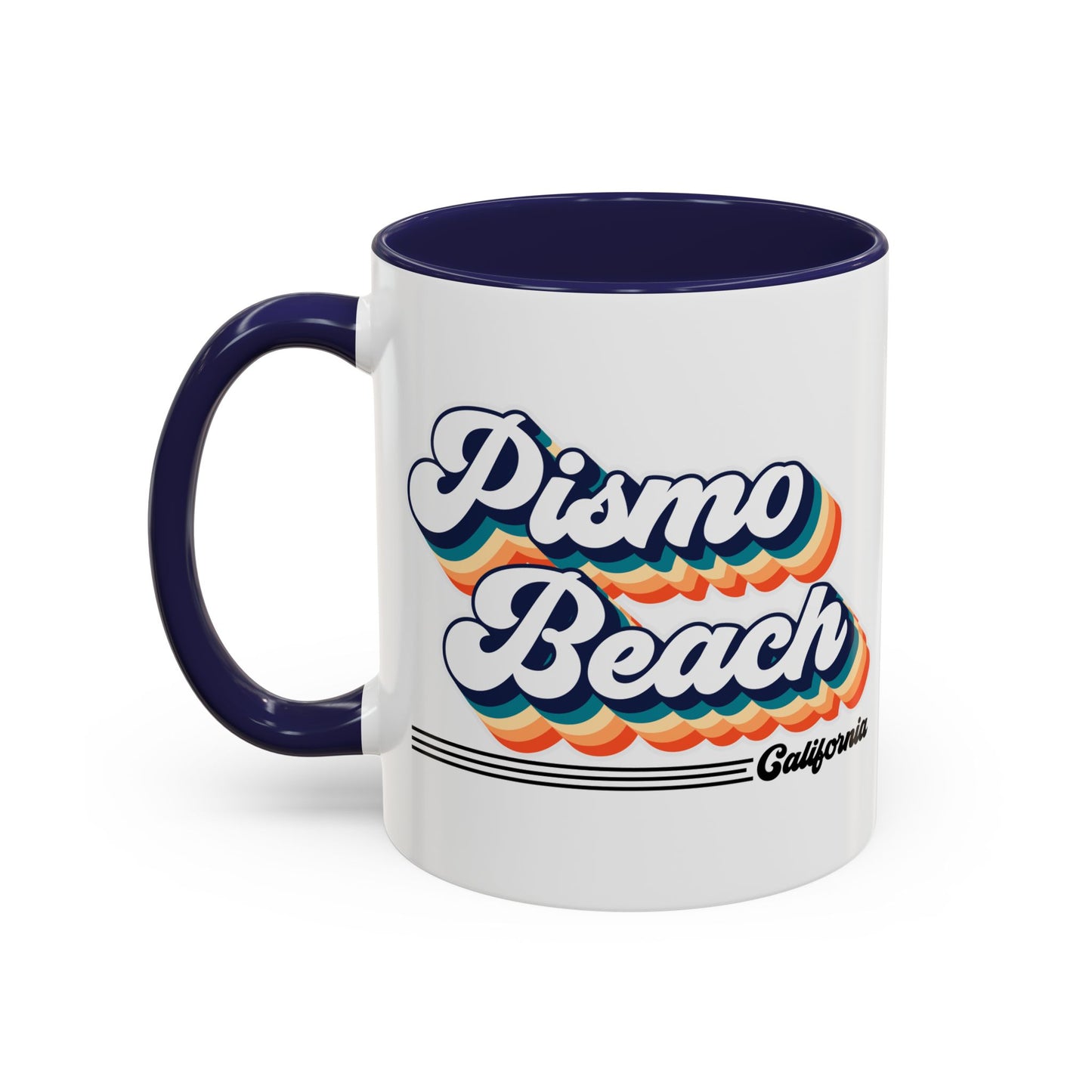 Coffee Mug, Pismo Beach Retro 80s Vibe Big Text, Tea Cup, Hot Chocolate Mug, Unique Gift for Beach Lovers, Birthday Gift for Coffee