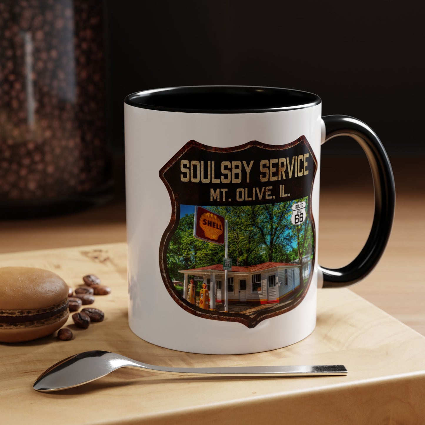 Mug Soulsby Service Station Route 66 Shield Illinois 11oz