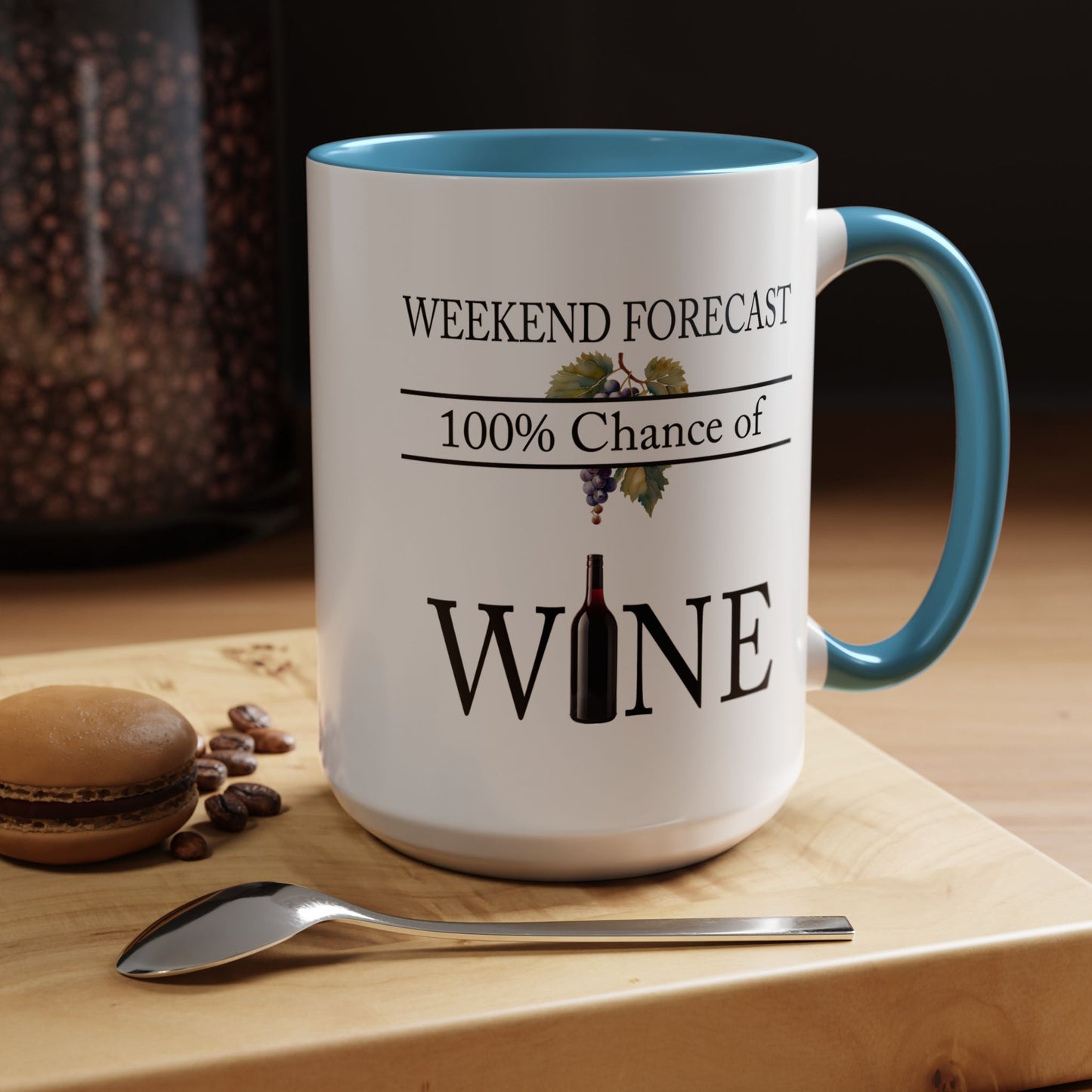 Copy of Funny Wine Lover Mug, 100% Chance of Wine in the Forecast, Gift for Wine Enthusiast Accent Coffee Mug (11, 15oz) A0012