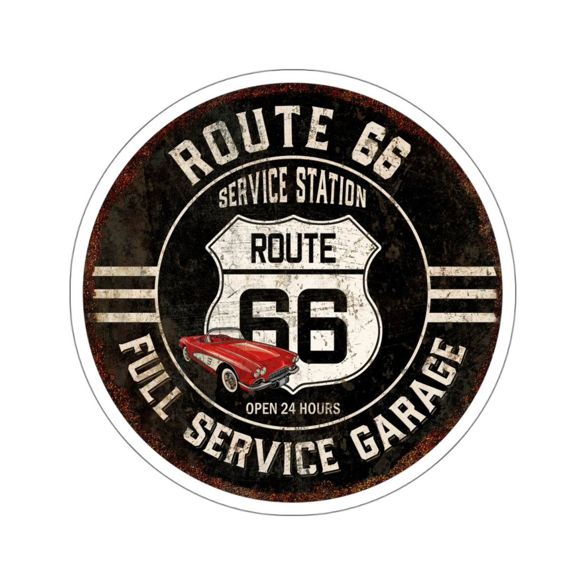 Sticker Vintage Route 66 Full Service Garage Kiss-Cut Stickers