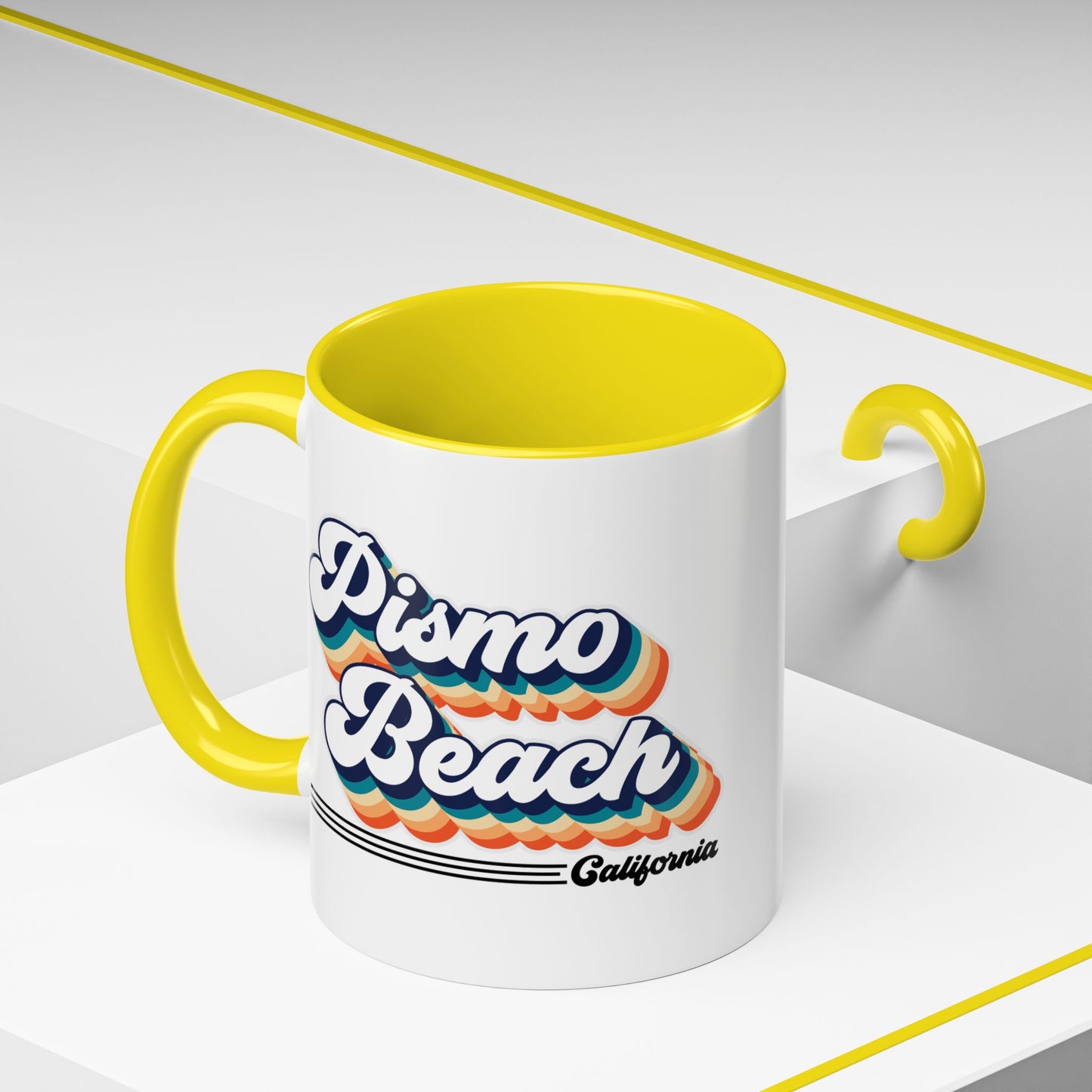 Coffee Mug, Pismo Beach Retro 80s Vibe Big Text, Tea Cup, Hot Chocolate Mug, Unique Gift for Beach Lovers, Birthday Gift for Coffee