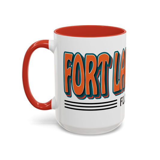 Coffee Mug, Fort Lauderdale Retro Big Letter Accent Mug, Souvenir Cup, Florida Gift, Vintage Style Tea Cup, Drinkware