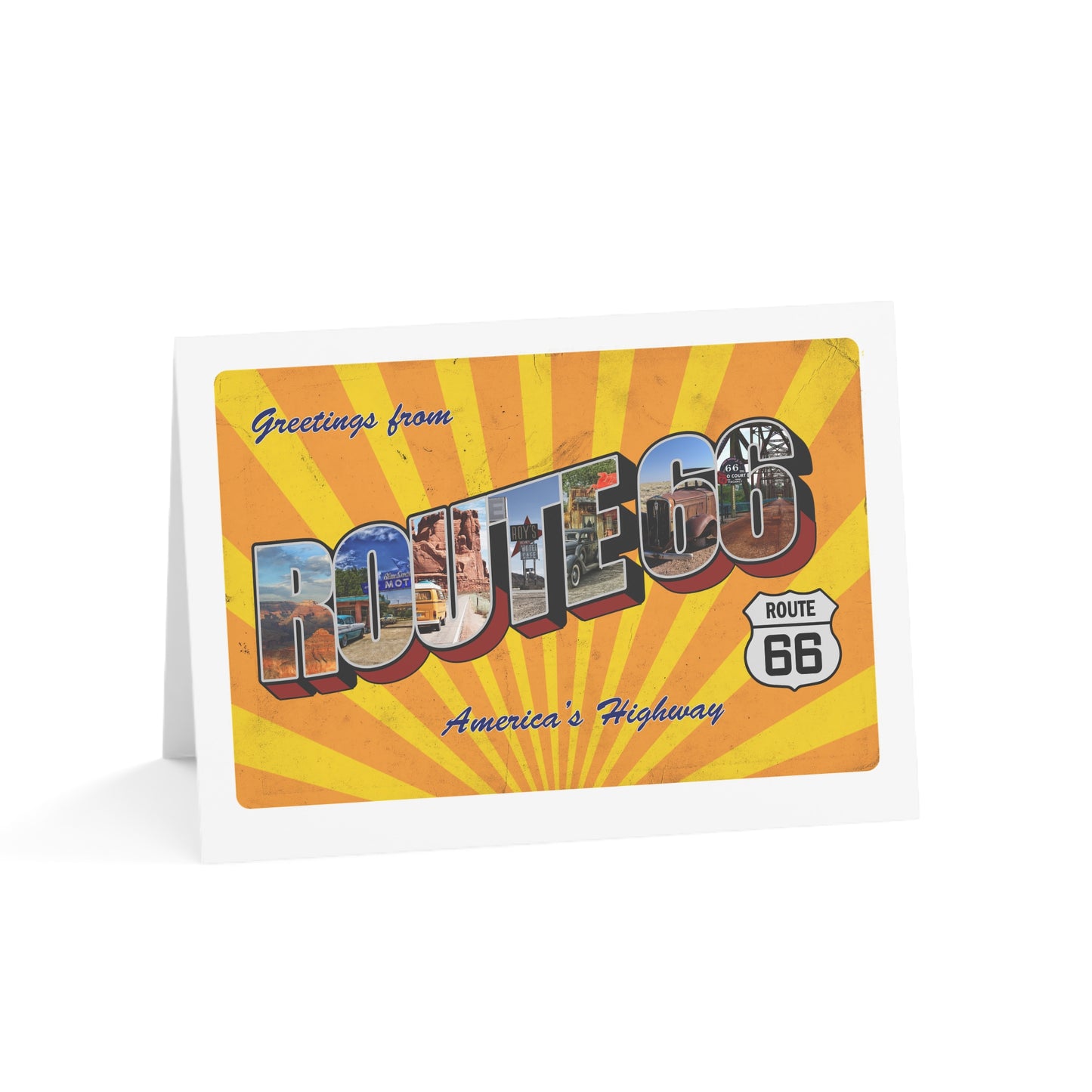 Vintage Route 66 Inspired Postcard Design - Set of Retro Horizontal Greeting Cards (1, 10, 30, and 50pcs)