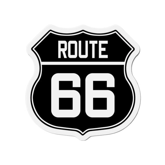 Die-Cut Magnet - Black and White Route 66 Shield