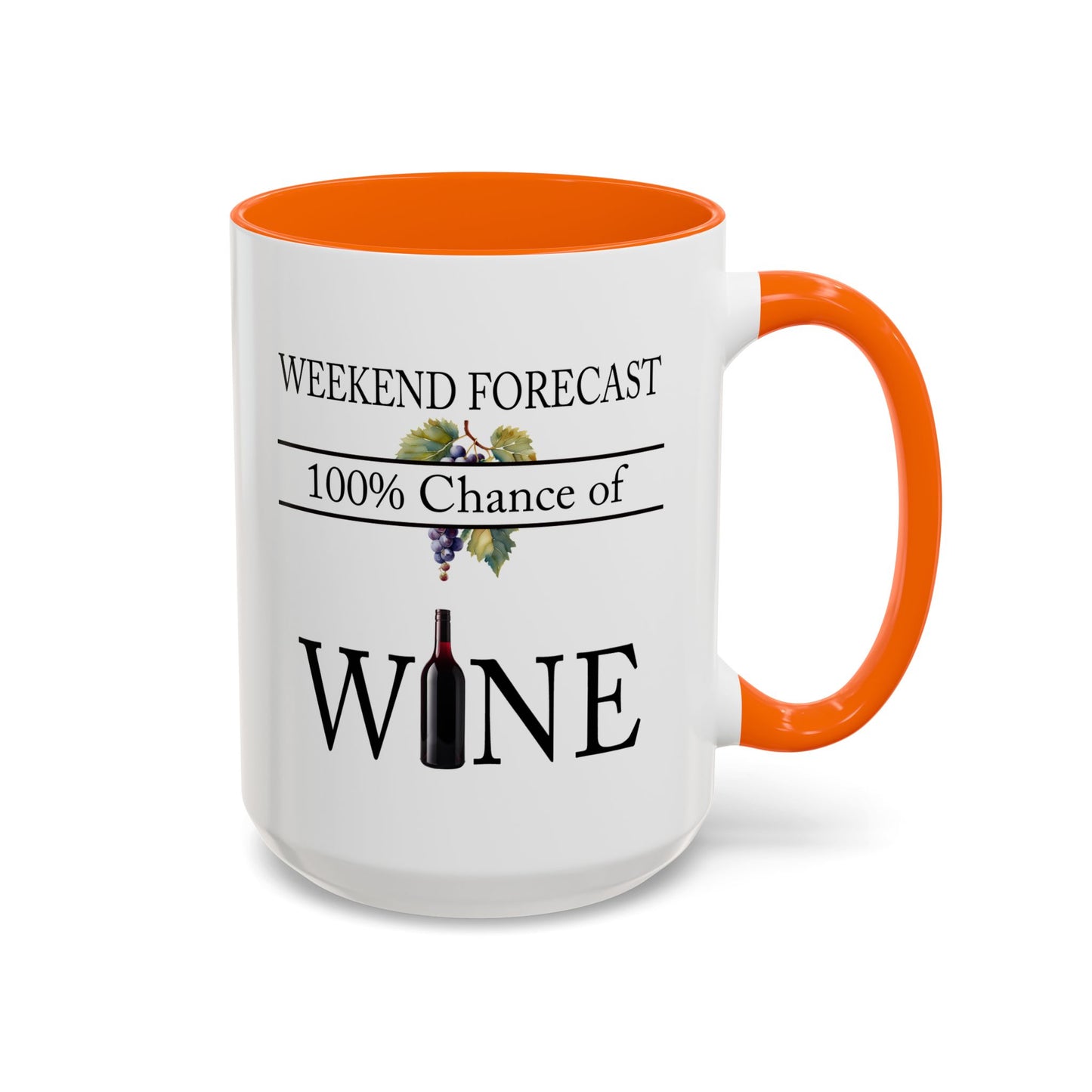 Copy of Funny Wine Lover Mug, 100% Chance of Wine in the Forecast, Gift for Wine Enthusiast Accent Coffee Mug (11, 15oz) A0012