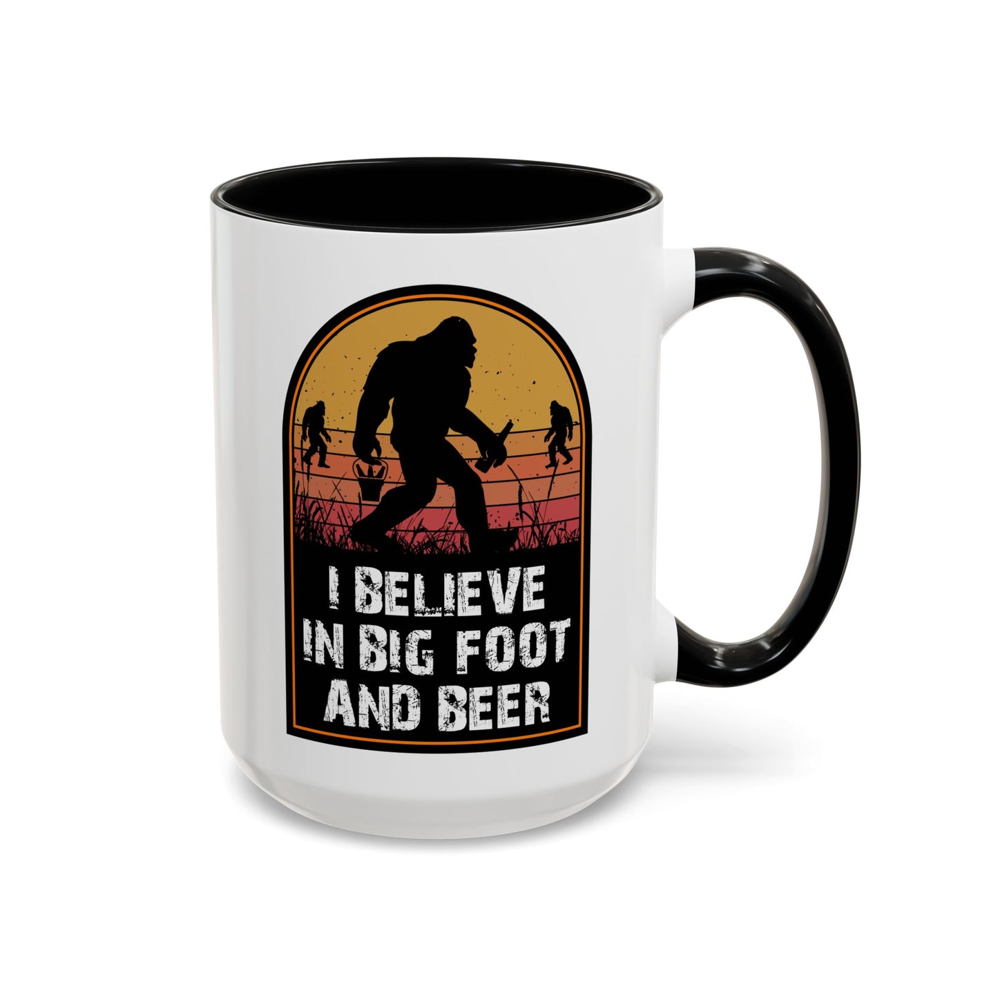 Big Foot and Beer Sticker - Sasquatch Decal - Funny Yeti Gift Accent Coffee Mug (11, 15oz)