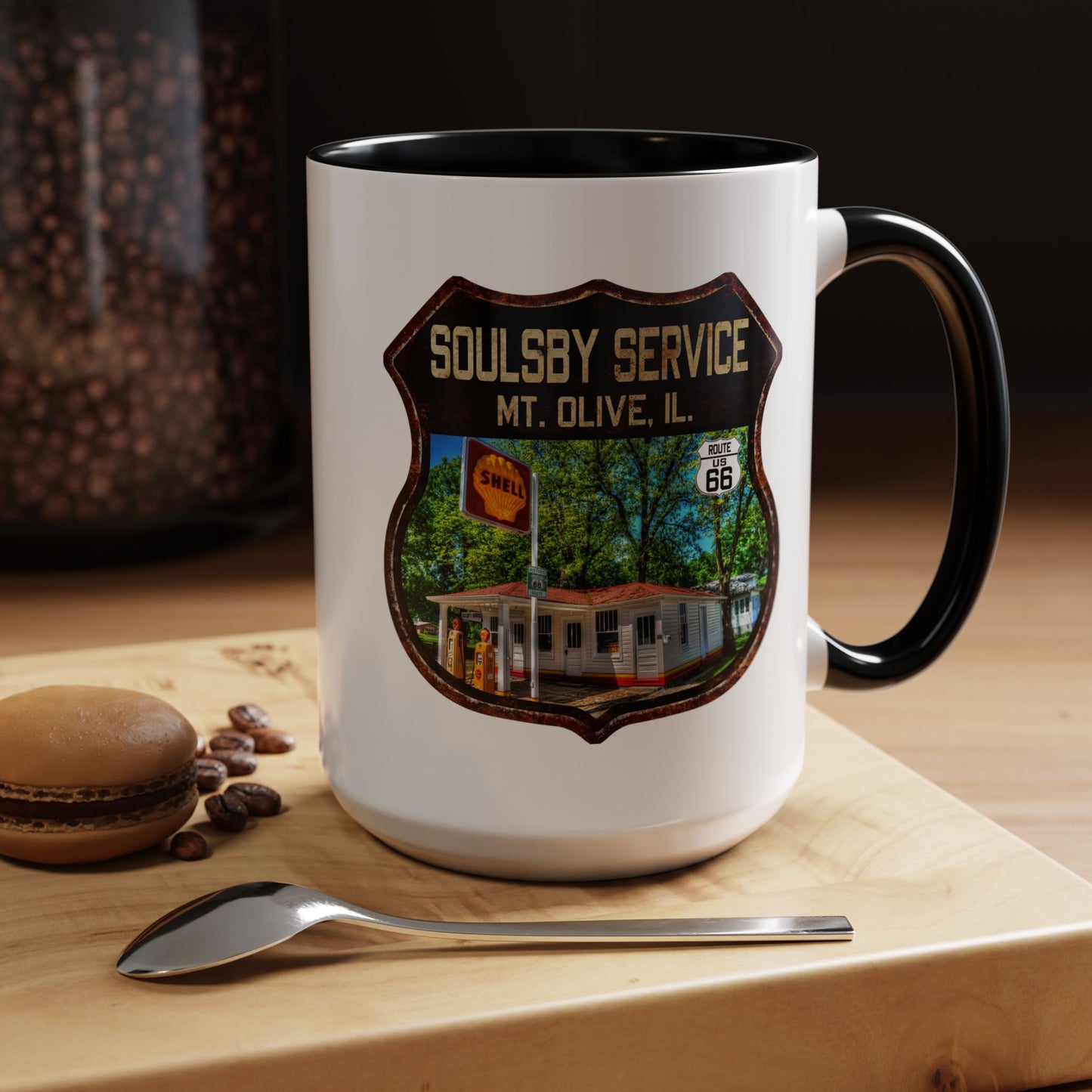 Mug Soulsby Service Station Route 66 Shield Illinois 11oz