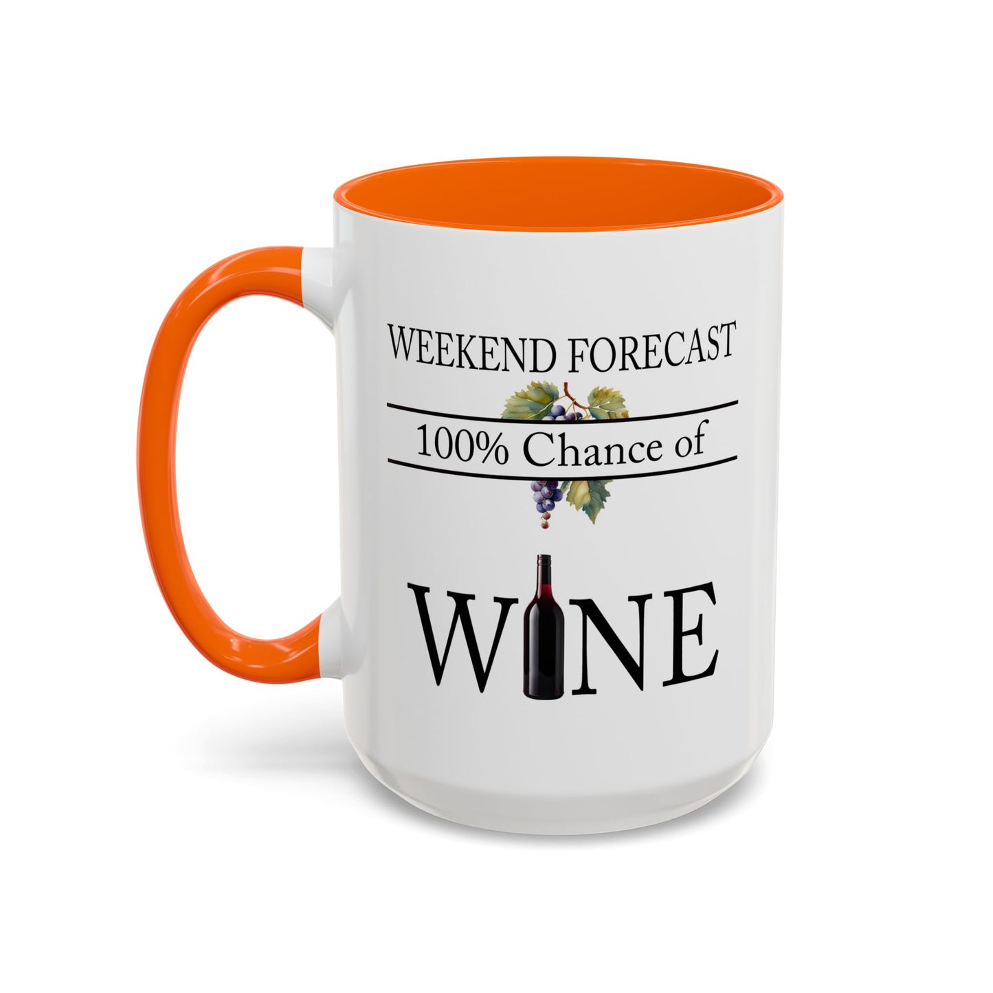 Copy of Funny Wine Lover Mug, 100% Chance of Wine in the Forecast, Gift for Wine Enthusiast Accent Coffee Mug (11, 15oz) A0012