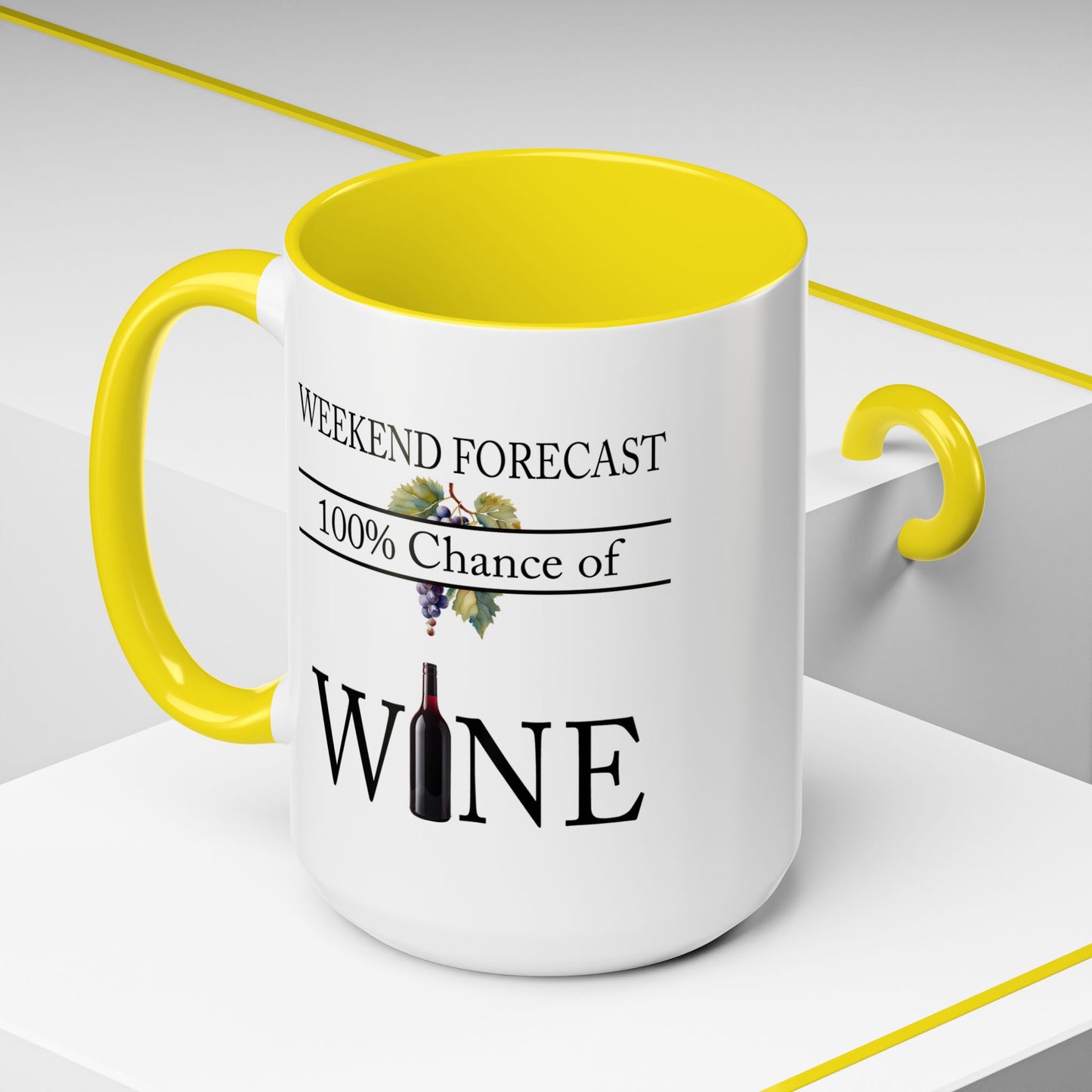 Copy of Funny Wine Lover Mug, 100% Chance of Wine in the Forecast, Gift for Wine Enthusiast Accent Coffee Mug (11, 15oz) A0012