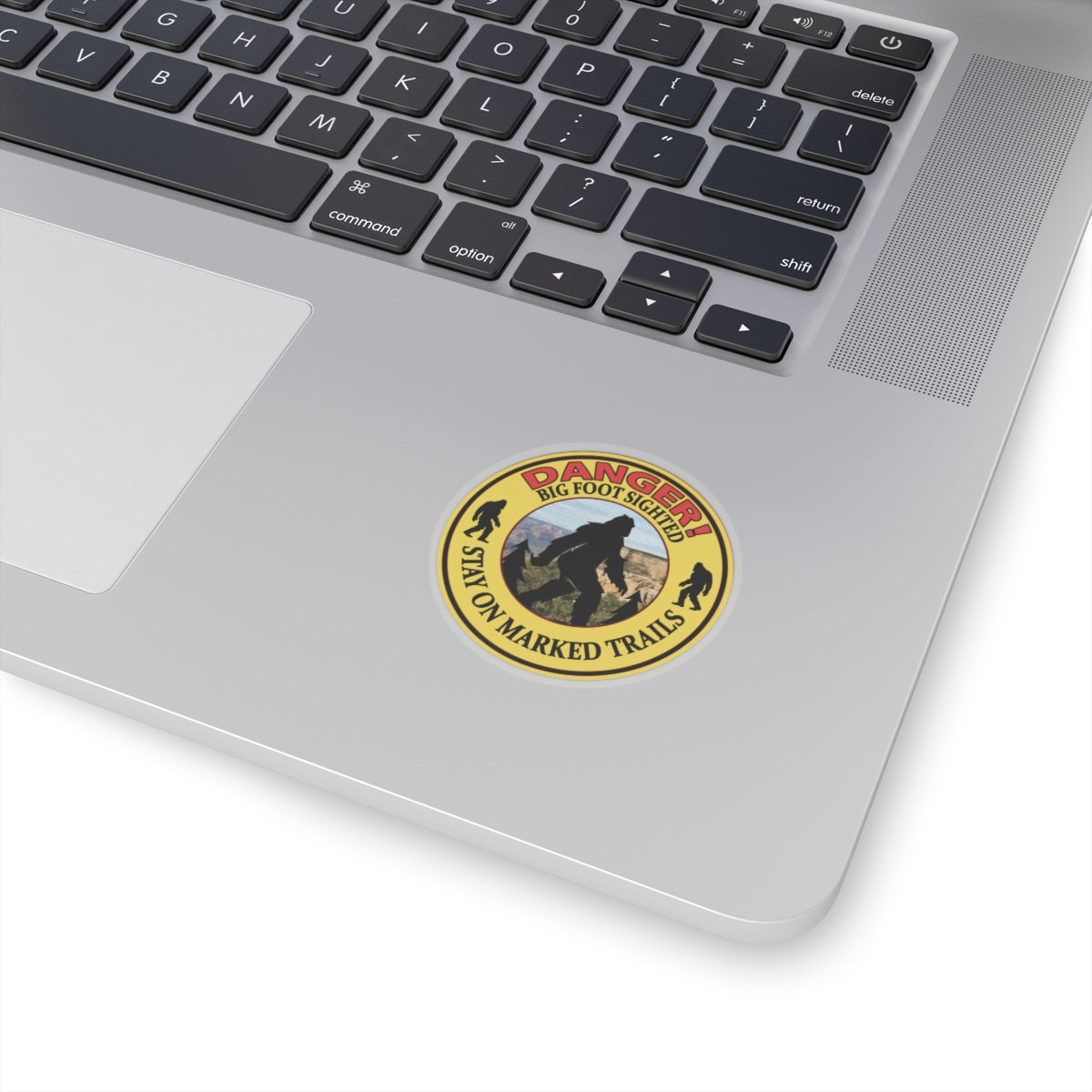 Quirky Big Foot Decal - Caution: Big Foot Spotted in the Area Kiss-Cut Stickers