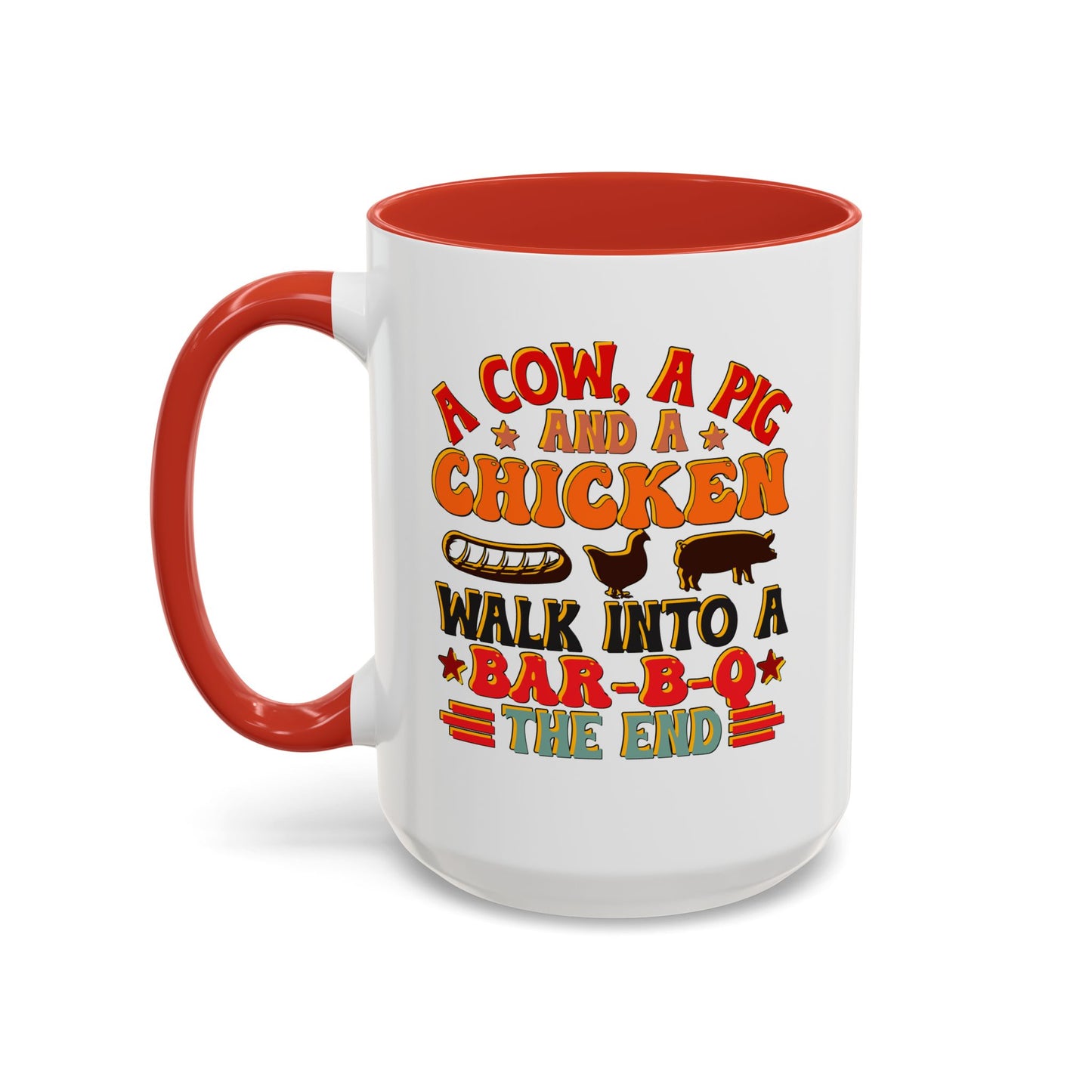 Funny BBQ Grilling Coffee Mug, Pig Cow Duck, Novelty Tea Cup, Barbecue Lover Gift, Kitchen Decor