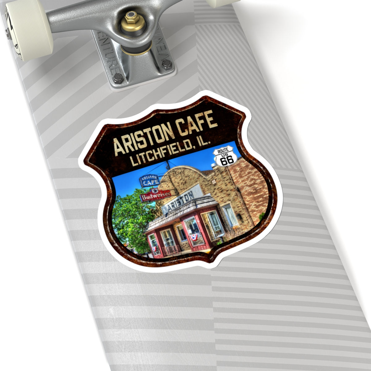 Sticker Ariston Cafe Litchfield Route 66 Shield Illinois Kiss-Cut Stickers