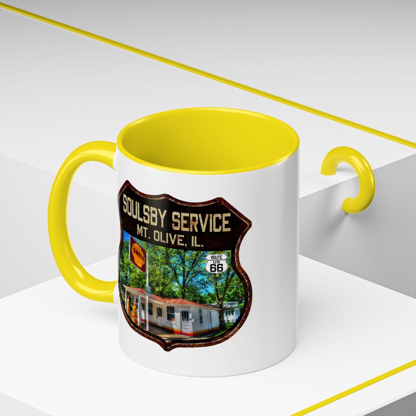 Mug Soulsby Service Station Route 66 Shield Illinois 11oz