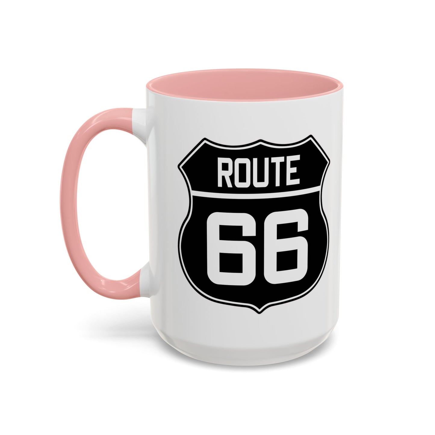 Coffee Mug Black and White Route 66 Highway Shield Design