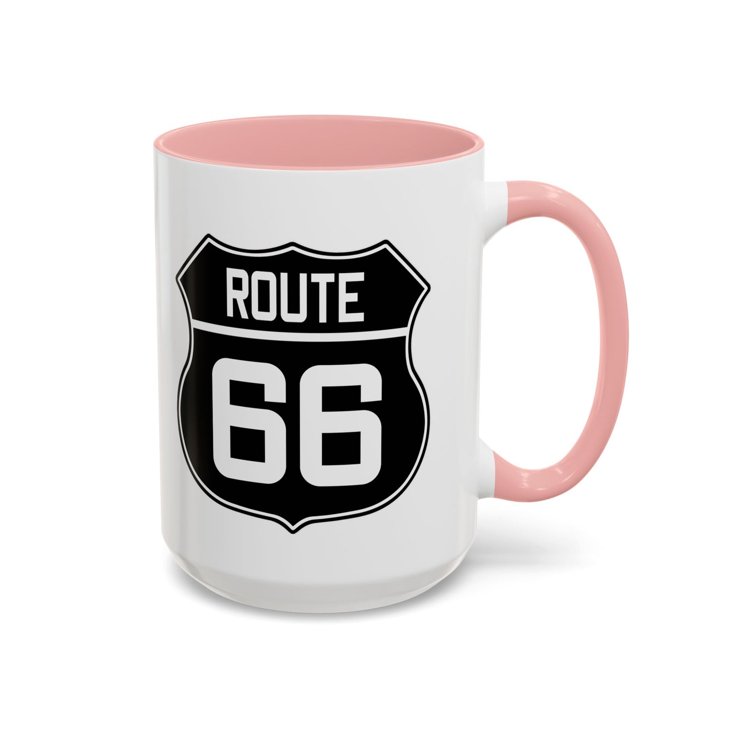 Coffee Mug Black and White Route 66 Highway Shield Design