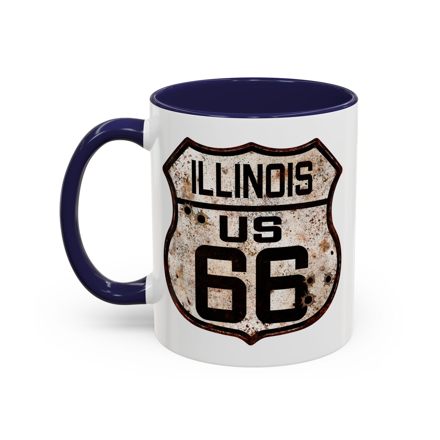 Mug Vintage Rusty Route 66 Highway Shield Illinois Route 66 Gift 11oz, 15oz