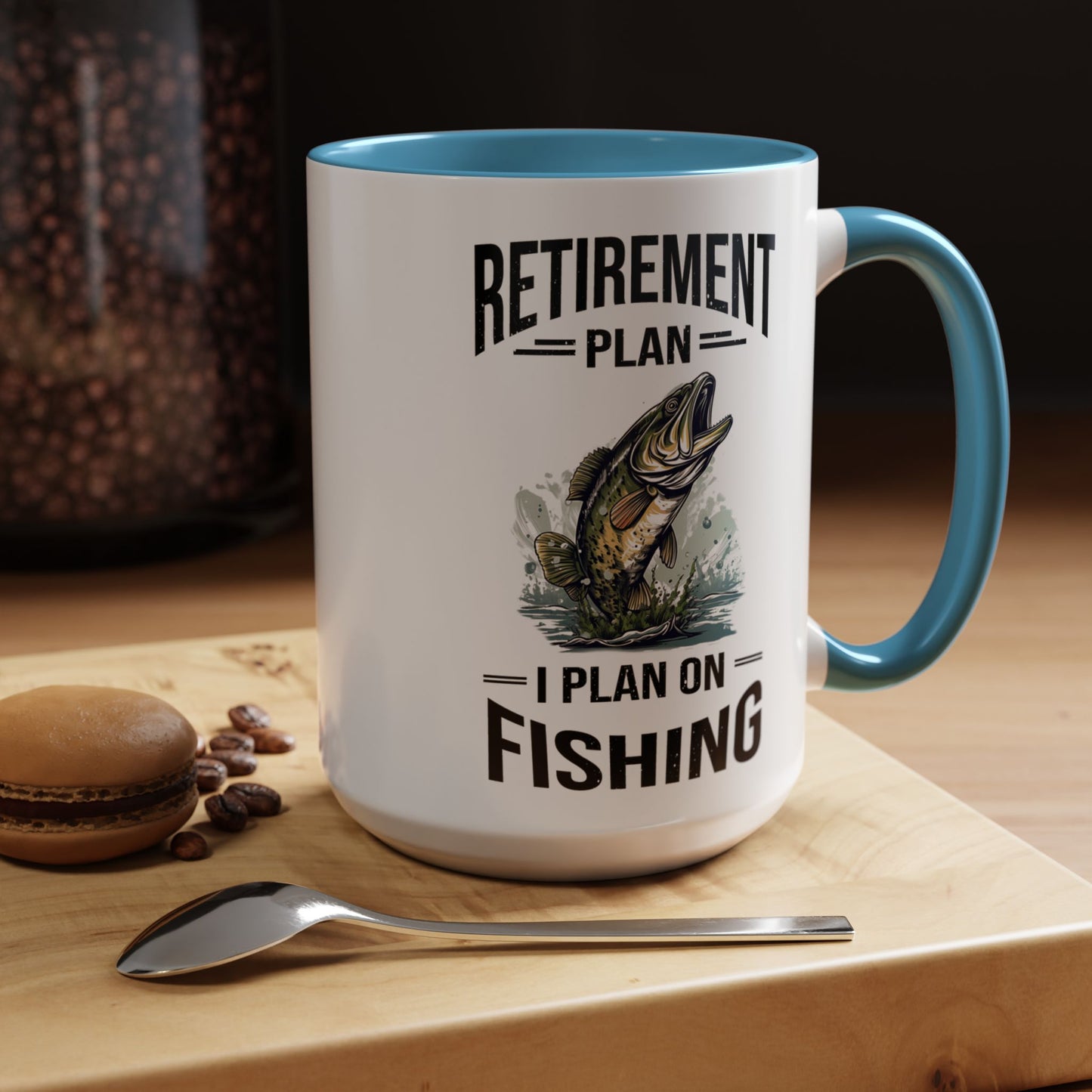 Retirement Mug - Retirement Plan Gone Fishing - Coffee Mug - Funny Retirement Gift, Happy Retirement Mug, Fishing Retirement Gift A0037-03 Accent Coffee Mug (11, 15oz)