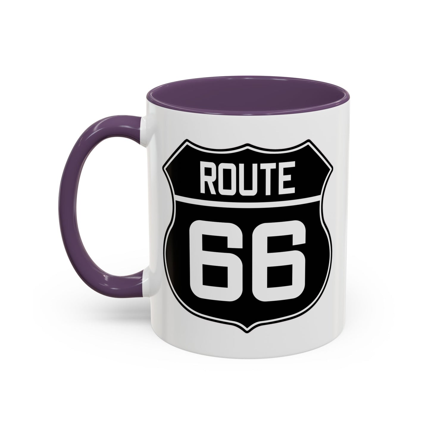 Coffee Mug Black and White Route 66 Highway Shield Design