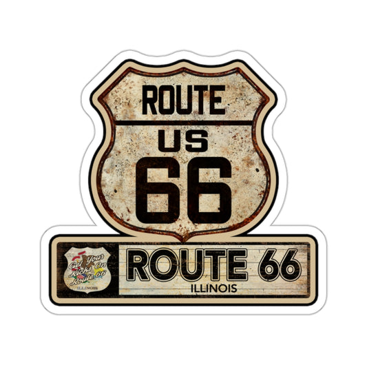 Vintage Illinois Route 66 Shield Sticker - Travel Souvenir Kiss-Cut Stickers