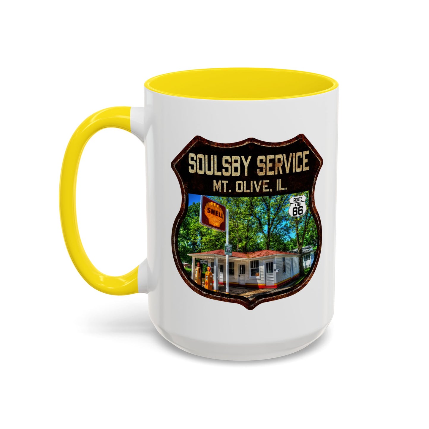 Mug Soulsby Service Station Route 66 Shield Illinois 11oz