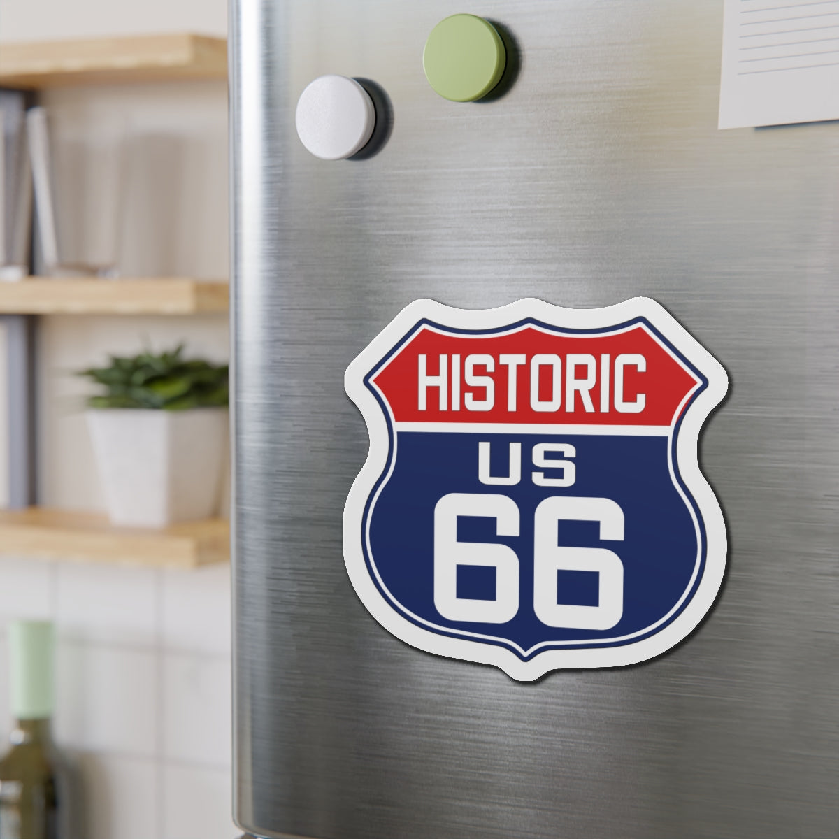 Red White and Blue Route 66 Shield Die-Cut Magnets