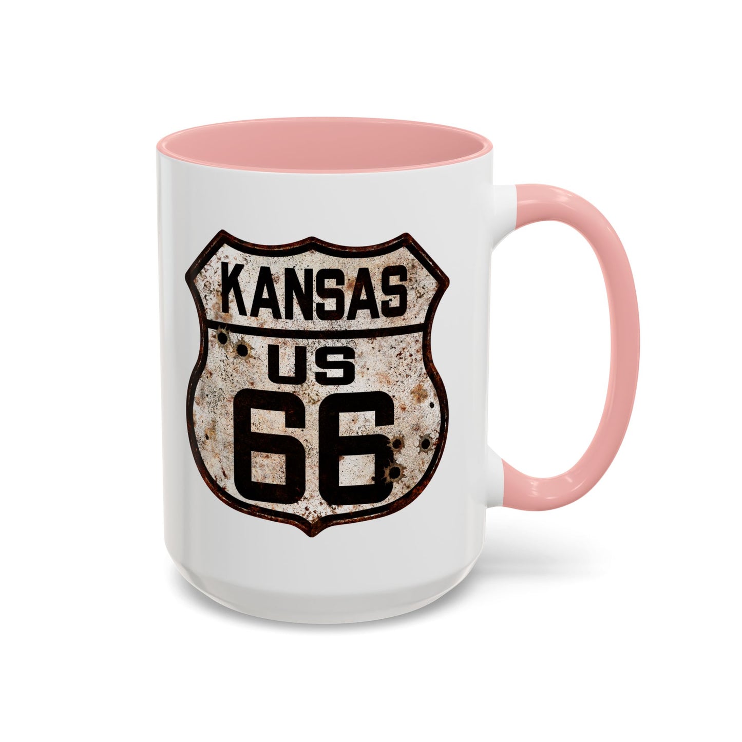 Mug Vintage Rusty Route 66 Highway Shield Kansas Route 66 Gift 11oz, 15oz