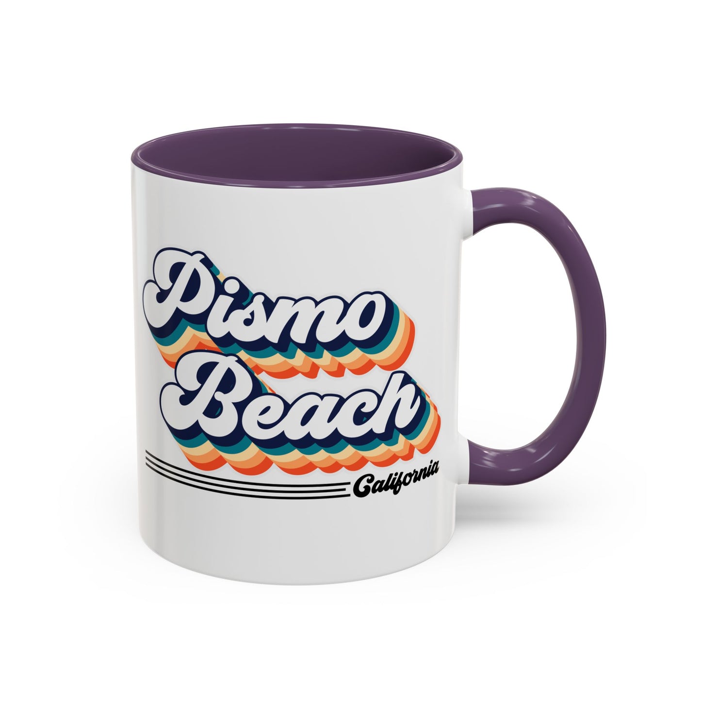 Coffee Mug, Pismo Beach Retro 80s Vibe Big Text, Tea Cup, Hot Chocolate Mug, Unique Gift for Beach Lovers, Birthday Gift for Coffee