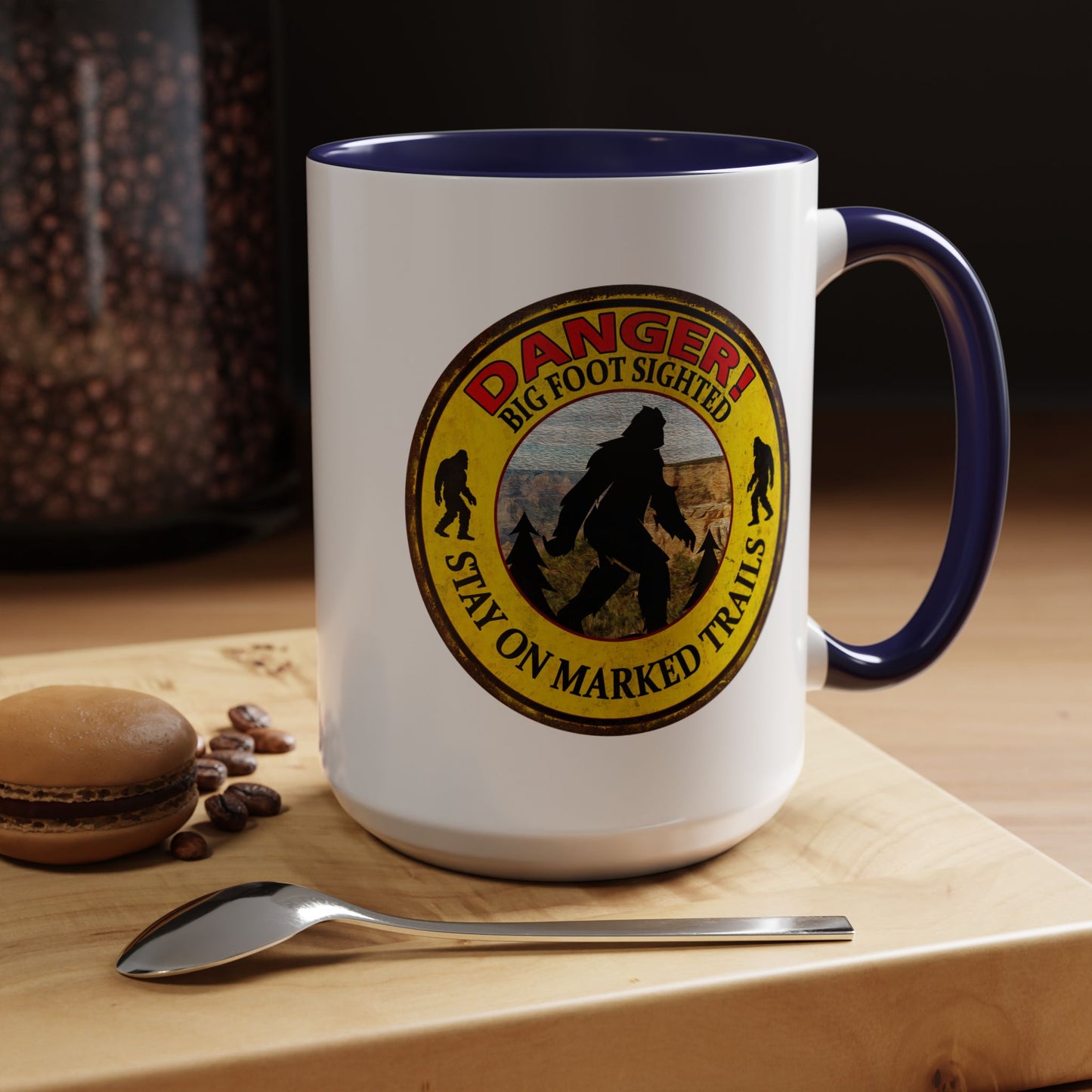 Big Foot Mug Danger Big Foot Sighted - Funny Yeti Gift Accent Coffee Mug (11, 15oz)