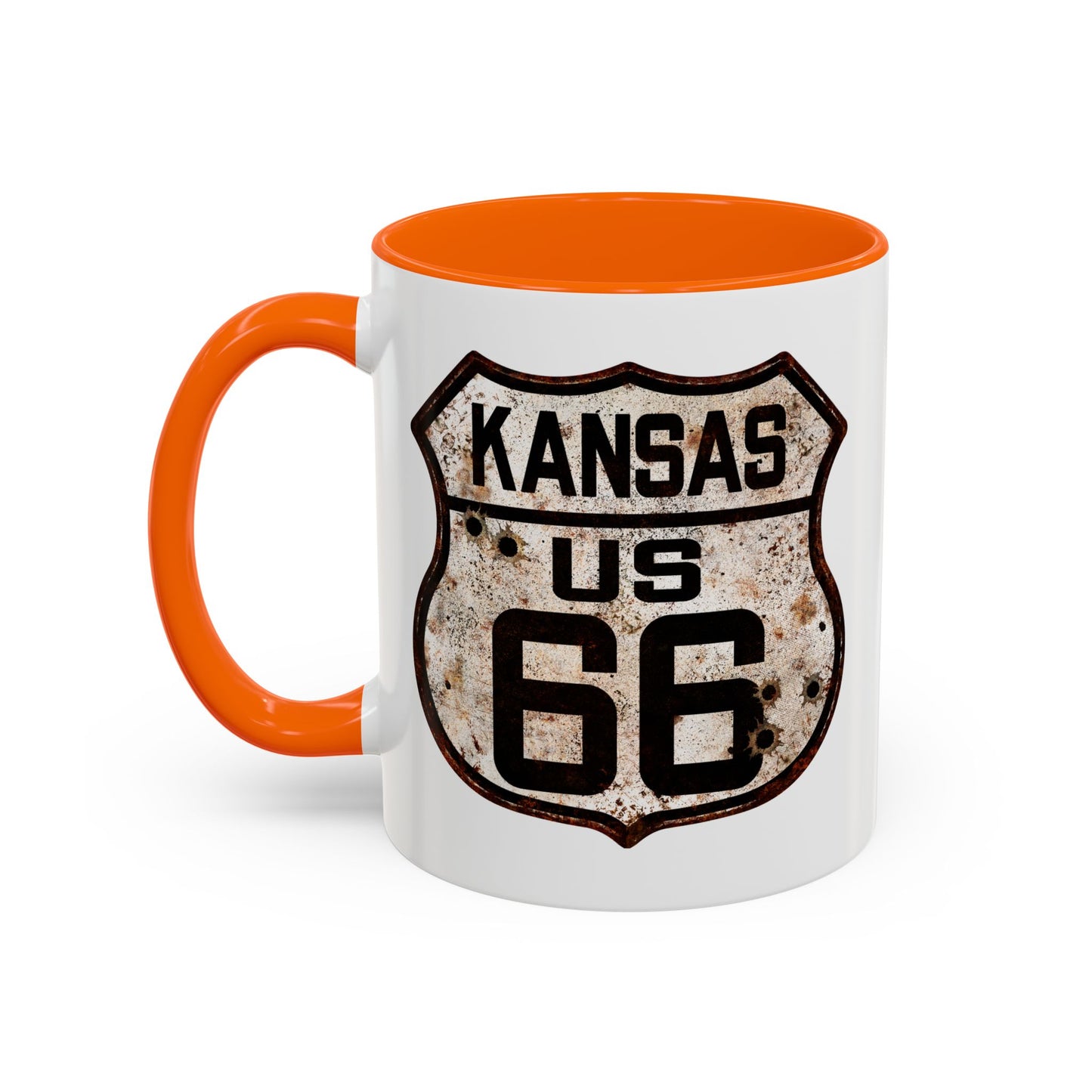 Mug Vintage Rusty Route 66 Highway Shield Kansas Route 66 Gift 11oz, 15oz