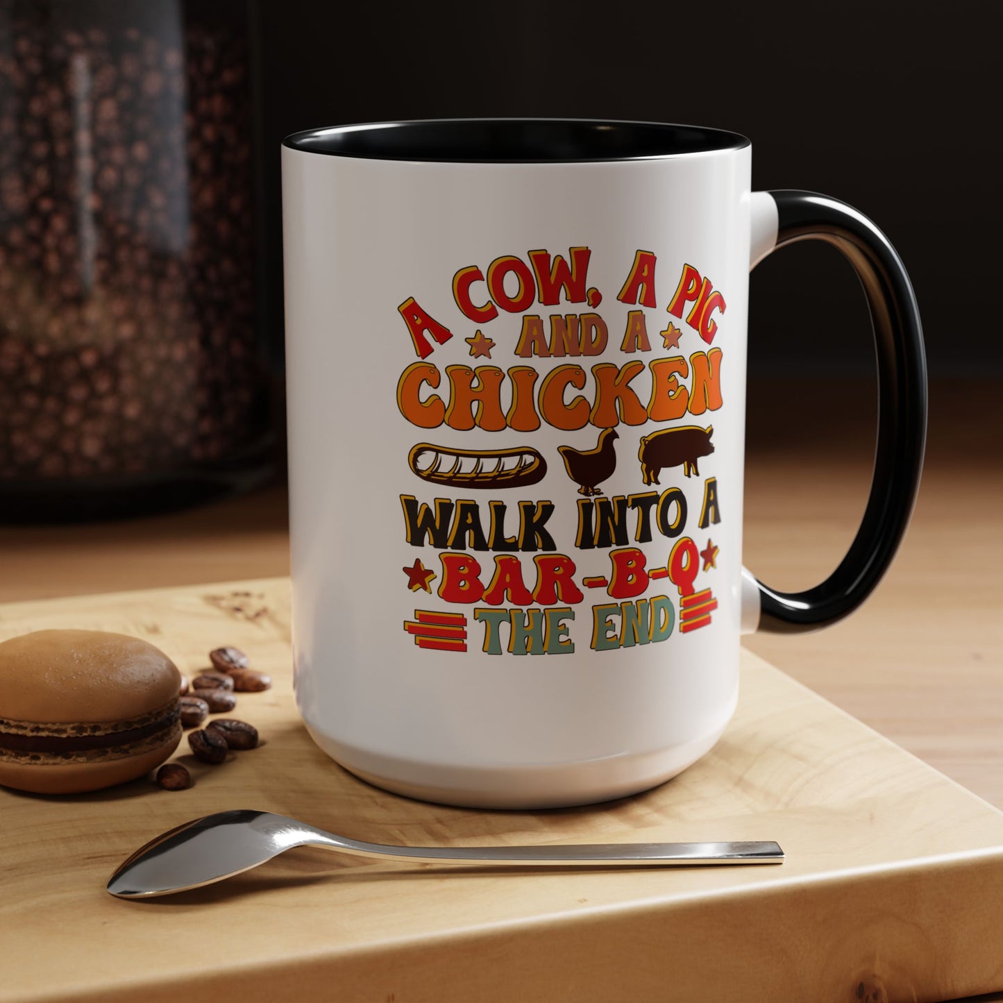 Funny BBQ Grilling Coffee Mug, Pig Cow Duck, Novelty Tea Cup, Barbecue Lover Gift, Kitchen Decor