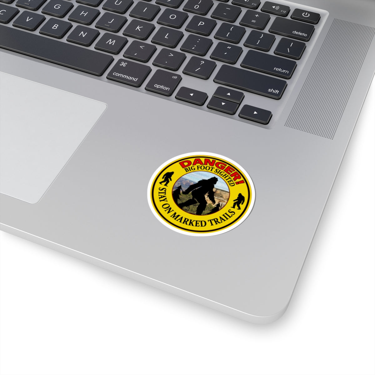 Quirky Big Foot Decal - Caution: Big Foot Spotted in the Area Kiss-Cut Stickers