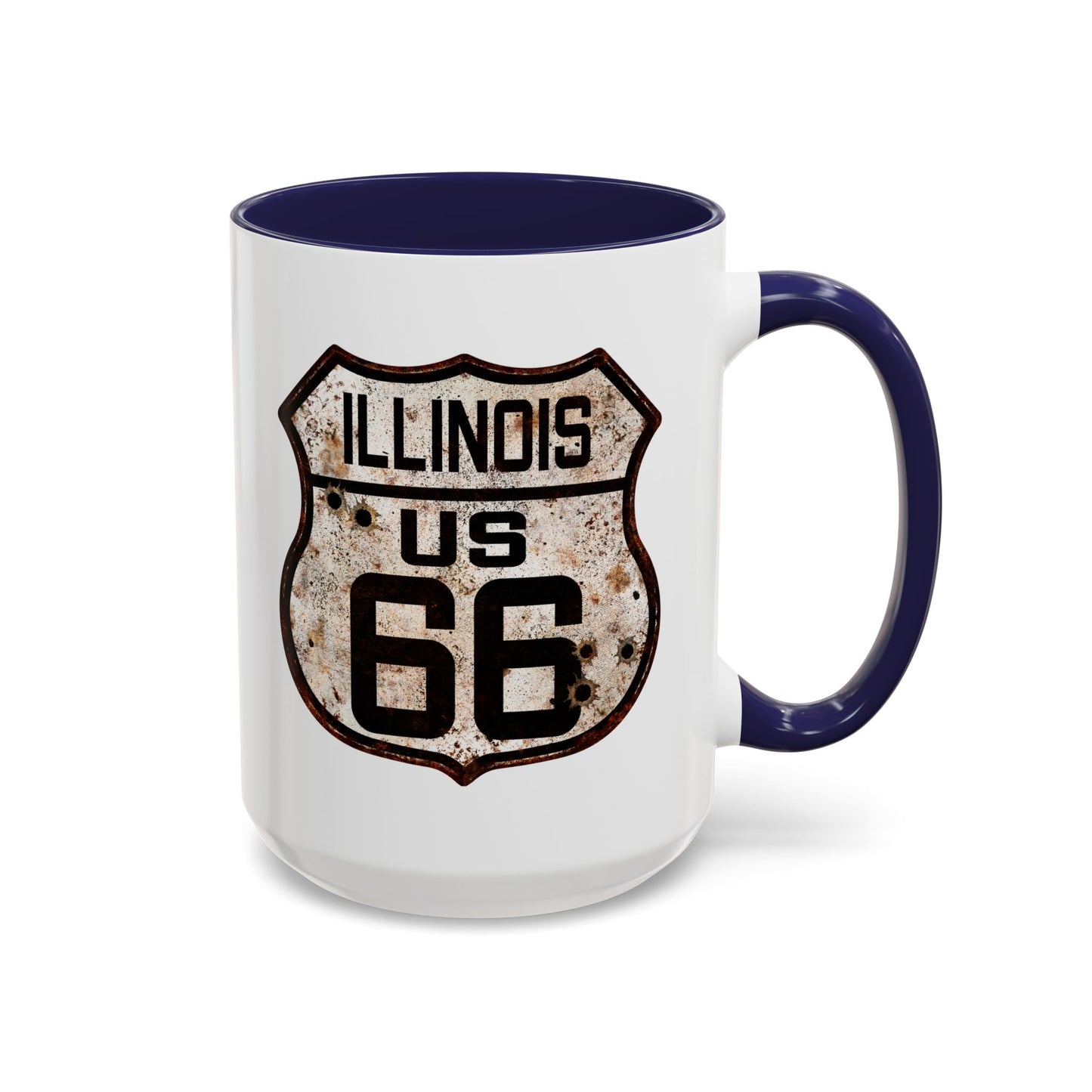 Mug Vintage Rusty Route 66 Highway Shield Illinois Route 66 Gift 11oz, 15oz