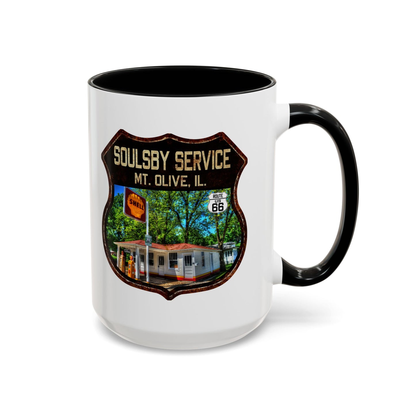 Mug Soulsby Service Station Route 66 Shield Illinois 11oz