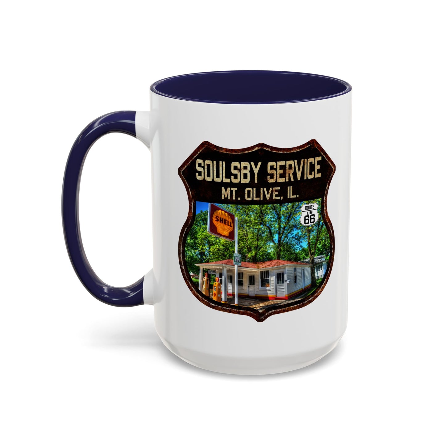 Mug Soulsby Service Station Route 66 Shield Illinois 11oz