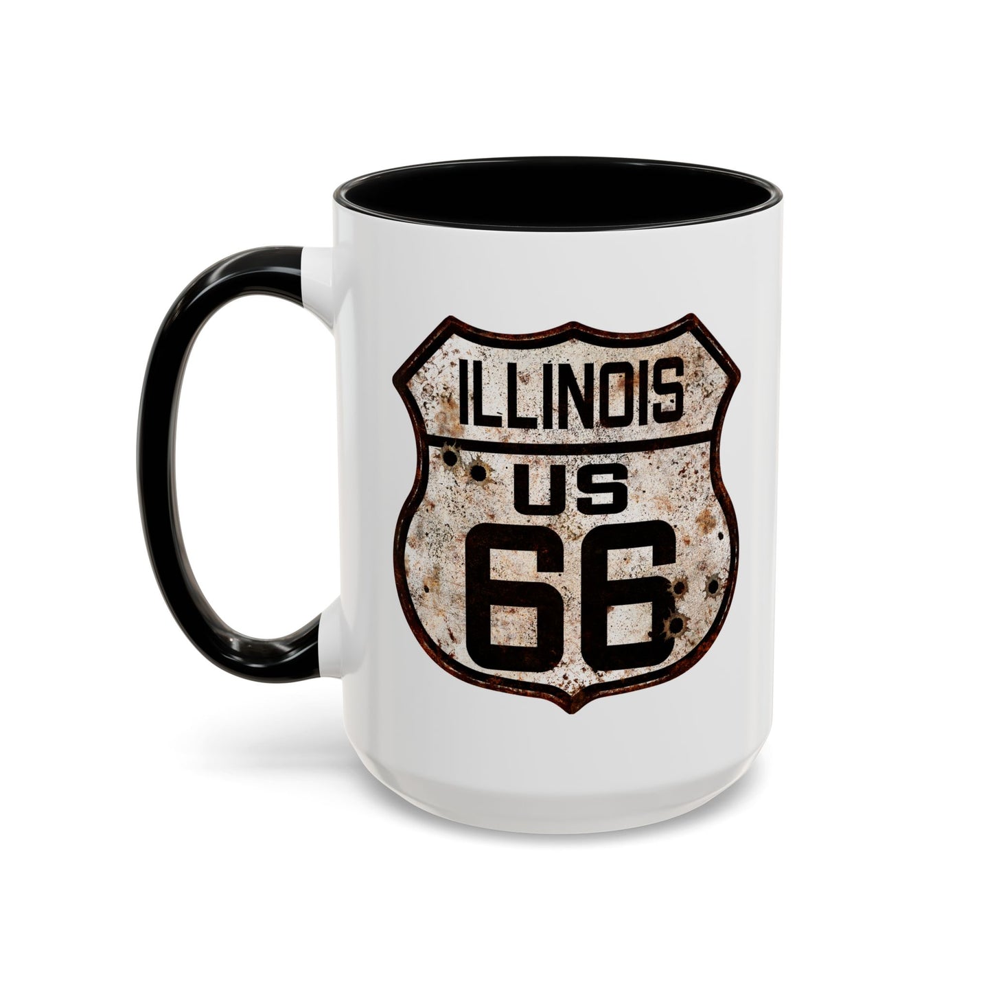 Mug Vintage Rusty Route 66 Highway Shield Illinois Route 66 Gift 11oz, 15oz