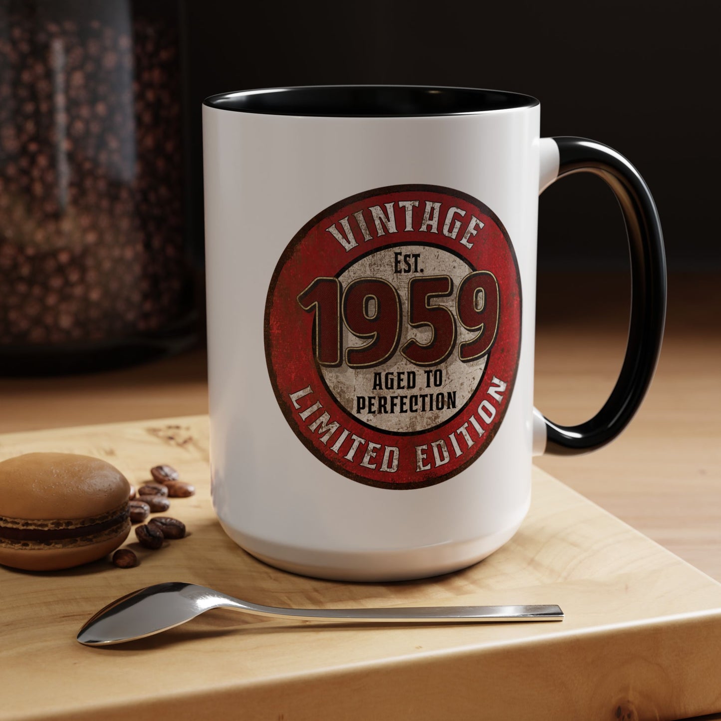 Vintage 1959 Birthday Mug, Aged to Perfection Limited Qty Coffee Cup - Gift Idea, Memories, Special Occasion, Collector's Item, Unique