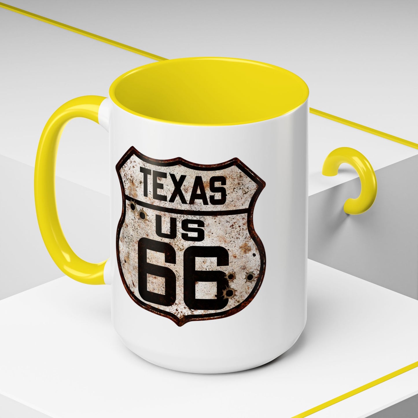 Mug Vintage Rusty Route 66 Highway Shield Texas Route 66 Gift 11oz, 15oz