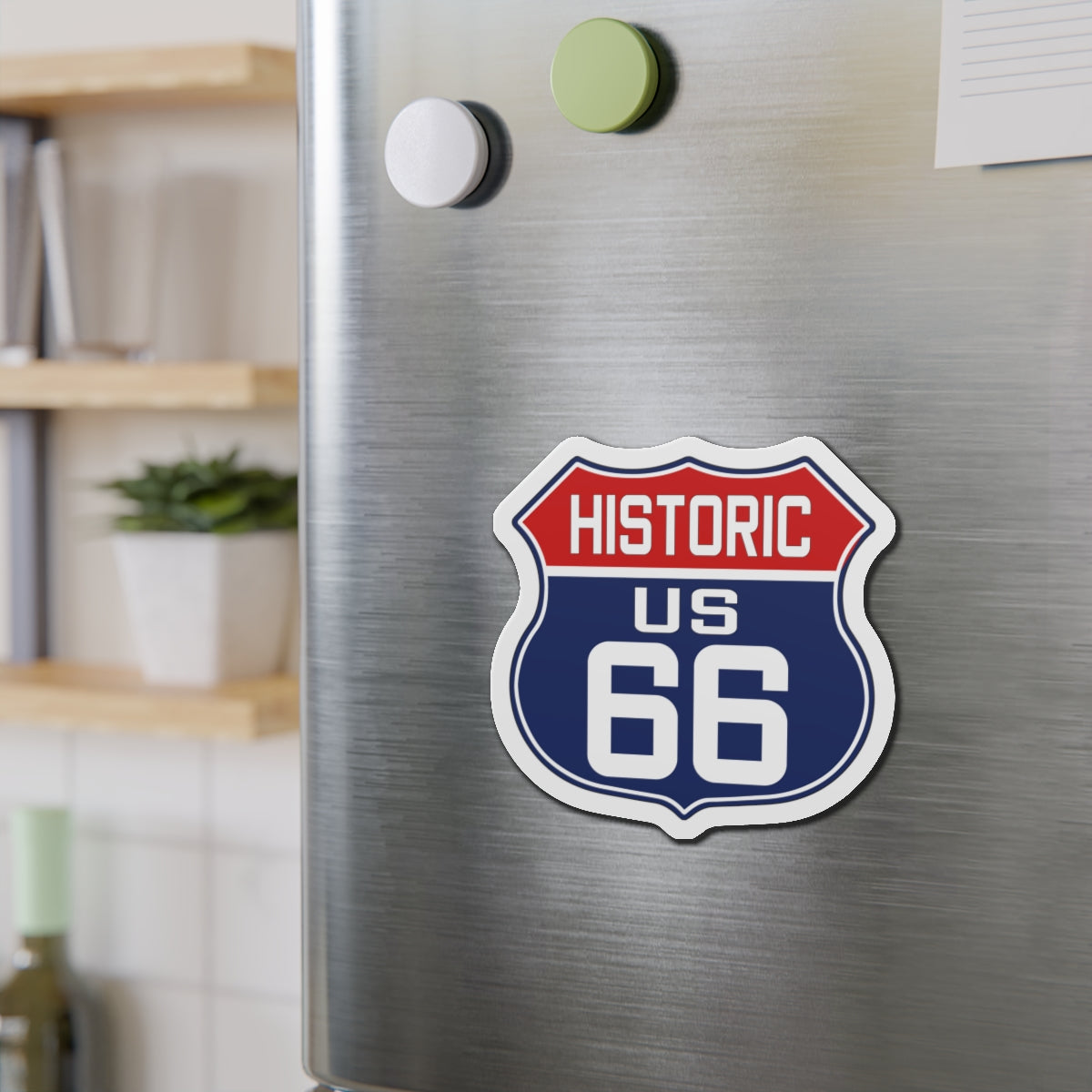 Red White and Blue Route 66 Shield Die-Cut Magnets